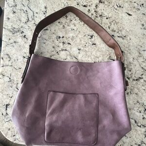 Joy Susan Lavender Shoulder Bag with Tan Strap